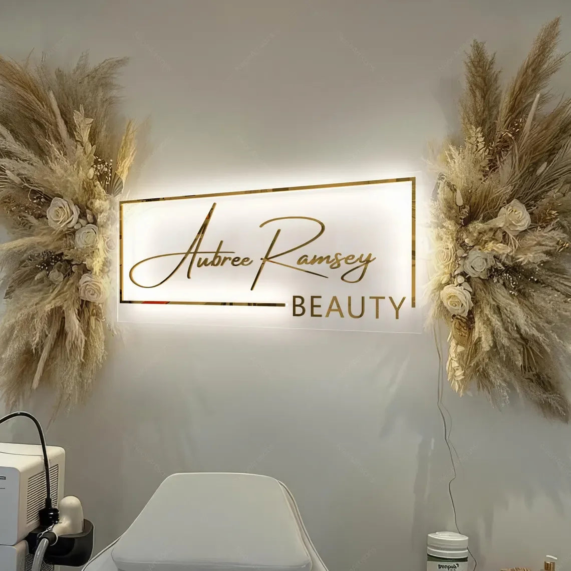 Custom LED Acrylic Metal Sign Business Logo Salon Sign Backlit Company Signage Hair Studio Beauty Nails Acrylic Signs Neon Light
