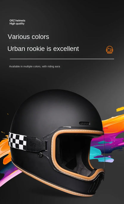 ORZ Retro Motorcycle Helmet Full Face Cruising Motorcycle Helmet Four Seasons Couple Street Pig Nose Helmet DOT Approved 729