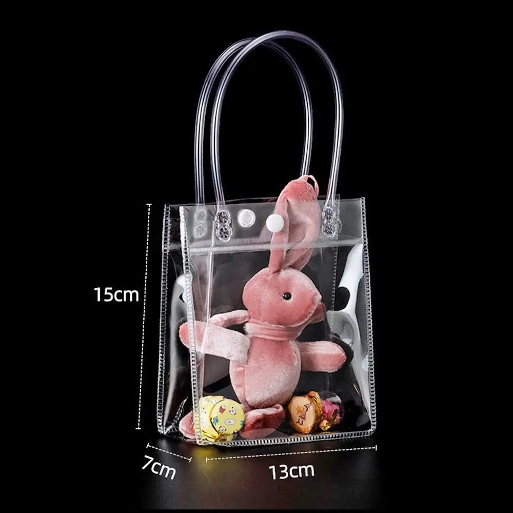 The New PVC Handbag Plastic Candy Bag Convenient Large Capacity Transparent Gift Jelly Bag Gift Bag School Work Daily Matching