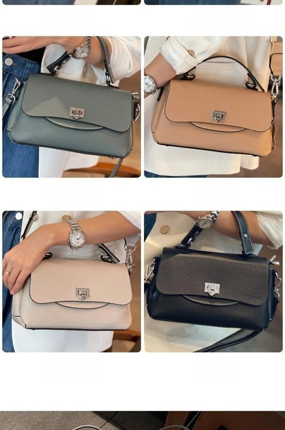 luxury handbags female crossbody bags Vintage Genuine leather one piece shoulder bag small square bag for women cowhide Blue bag