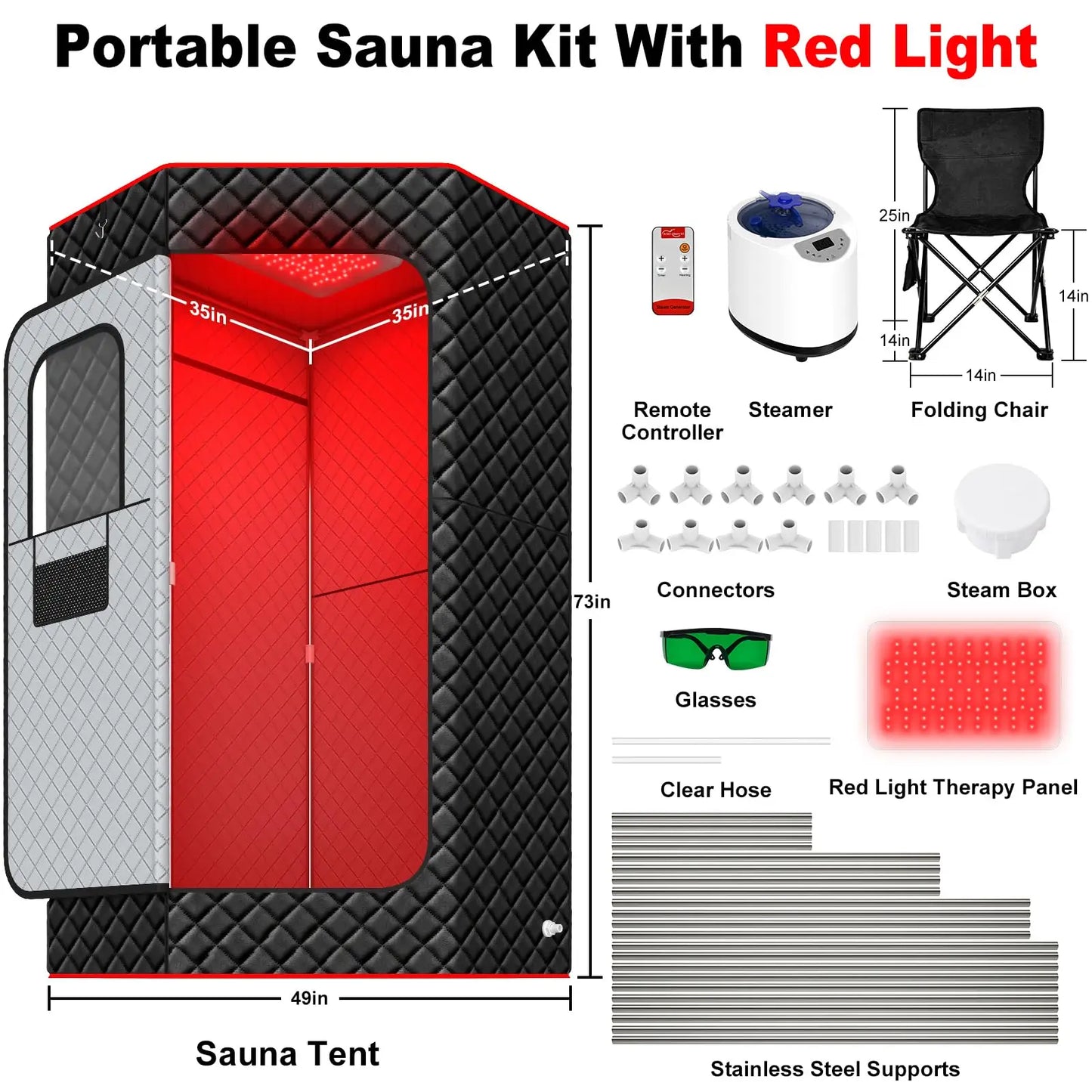 For Salle De Sauna Spa Tubs &  Rooms Indoor Outdoor Infrared Portable Tent Sauna Heater Kit with Control Panel