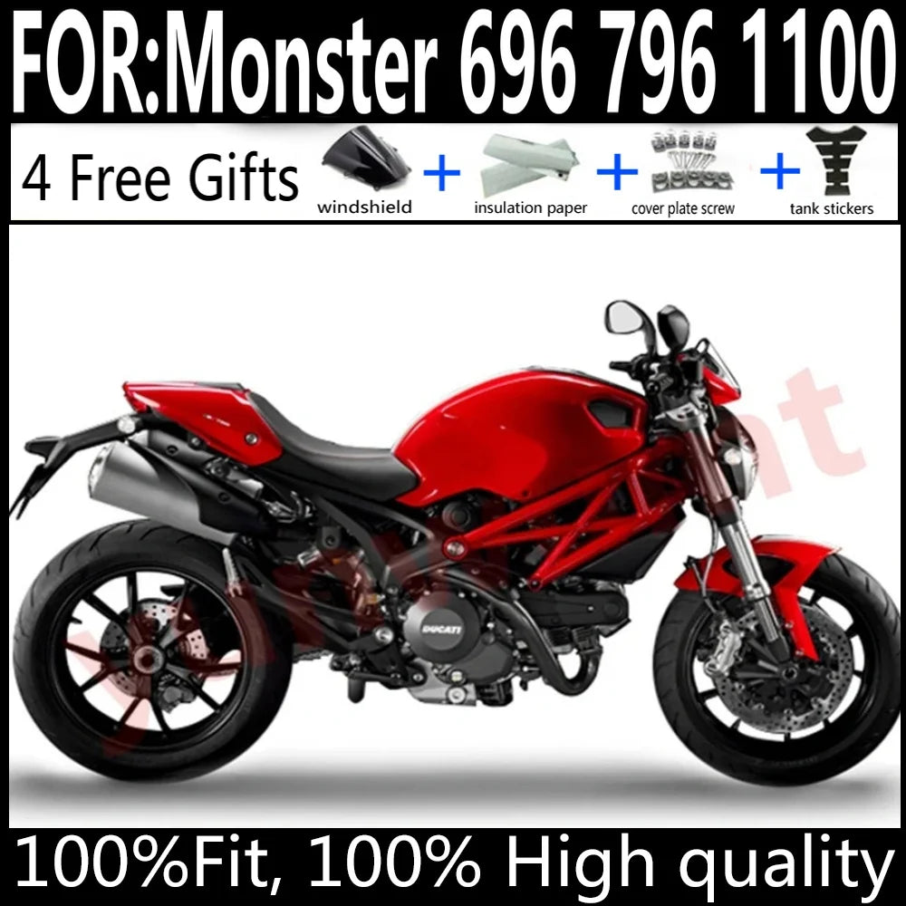 Ducati Monster 696 796 1100 Motorcycle Fairings Kit ABS Plastic Body Work Tank Cover Seat Cowl Full Set