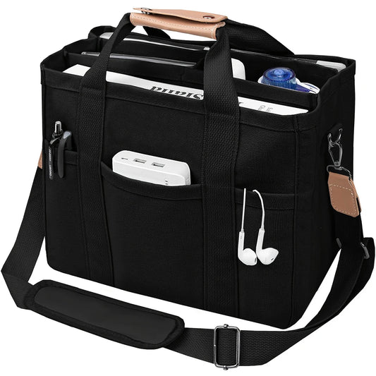 Women’s Canvas Tote Bag with Multiple Pockets, Large Capacity Shoulder Messenger Bag, Stylish, Durable & Versatile for Daily