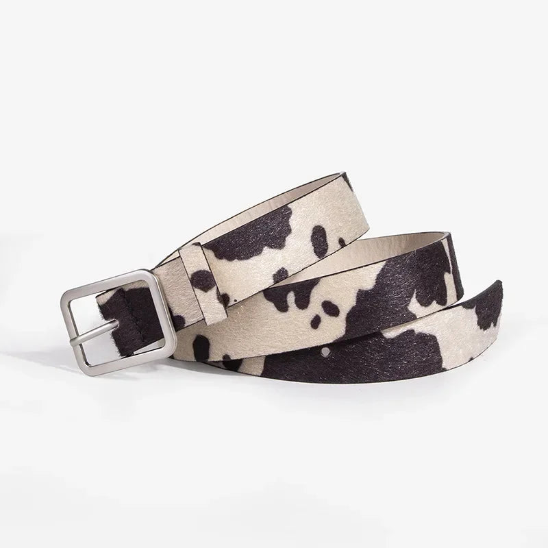 Newest 2.9cmX100cm Wide woman Square buckle Belt dairy cattle Striped Print Ladies Dress Belt Clothing accessories decoration