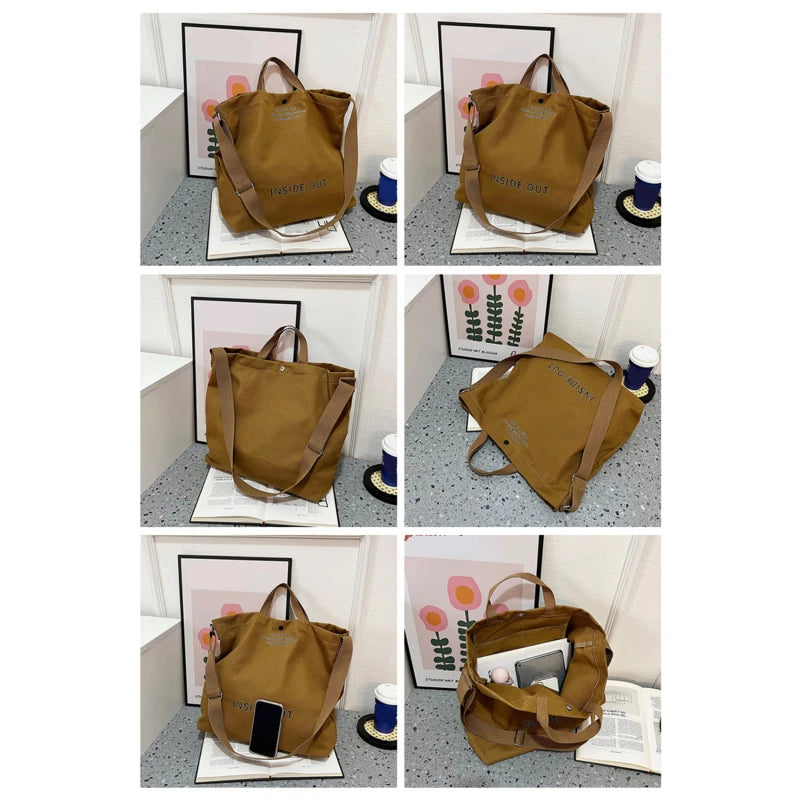 High Quality Canvas Men and Women Simple Cross-body Bag Wash Canvas Thick Handbag Large Capacity Arts Students Package Satchel