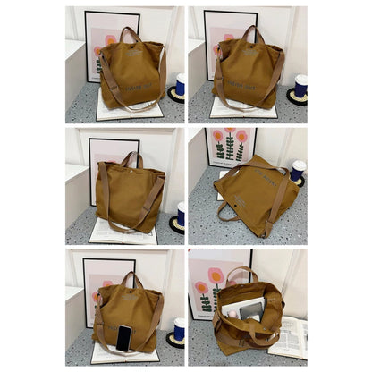 High Quality Canvas Men and Women Simple Cross-body Bag Wash Canvas Thick Handbag Large Capacity Arts Students Package Satchel