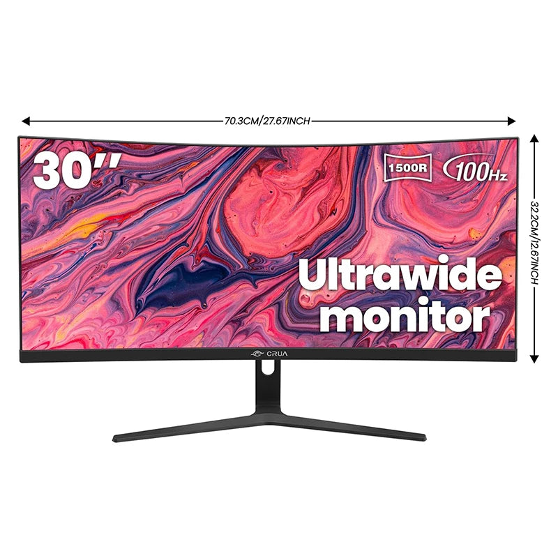 CRUA 30Inch Ultrawide Curved Monitor, 21:9 WFHD(2560x1080P) VA Computer Monitor