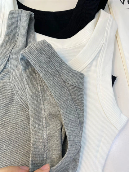 3PCS Set Cotton Camisole Vest Paired Summer Slim Fit Clothing Simple Versatile Basic Top Breathable Womens Korean Style Tops