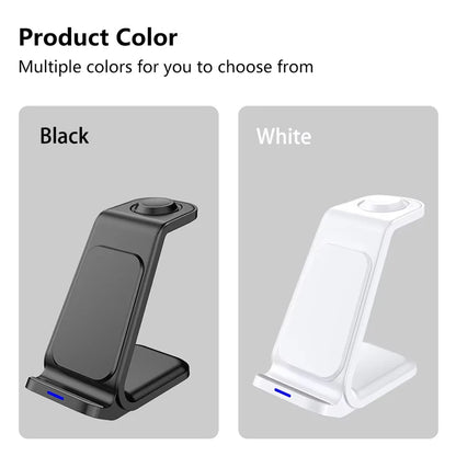 3 In 1 Magnetic Wireless Charger Stand For iPhone 16 15 14 13 Pro Max Apple Watch 9 8 AirPods Fast Charging For Samsung Xiaomi