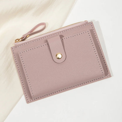 Minimalist and Fashionable Women's Short Card Bag Ultra-Thin Mini PU Leather Zero Wallet Women's Credit Card Holder Wallet