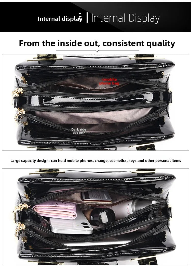 Women's Bag New Style Middle-aged Women's Bag Simple Trendy Single Shoulder Crossbody Bag Fashionable Elegant Handheld Mom Bag