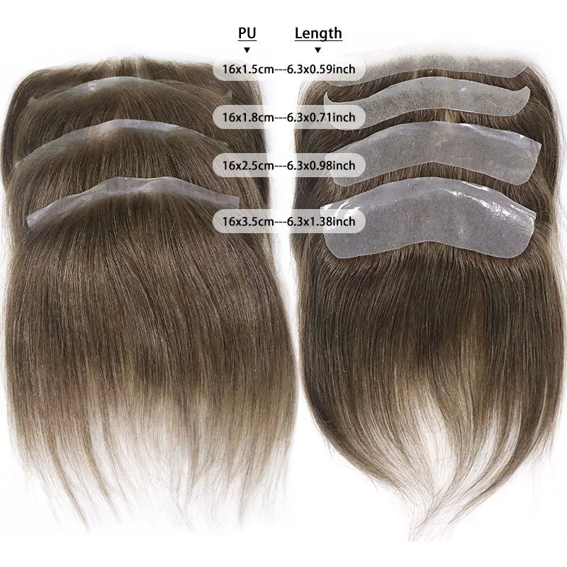 Men Toupee For Forehead 0.06mm Ultra Thin Skin #4 Brown Front Hairline Patch For Male Human Hair Wig Capillary Prosthesis Peruk
