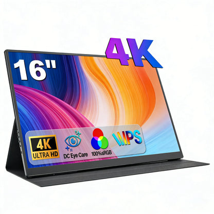16" 4K Portable Monitor 3840x2400 16:10 UHD 1500:1 Contrast 100% DCI-P3 , External Second Screen for Laptop PC Phone PS5 Gaming