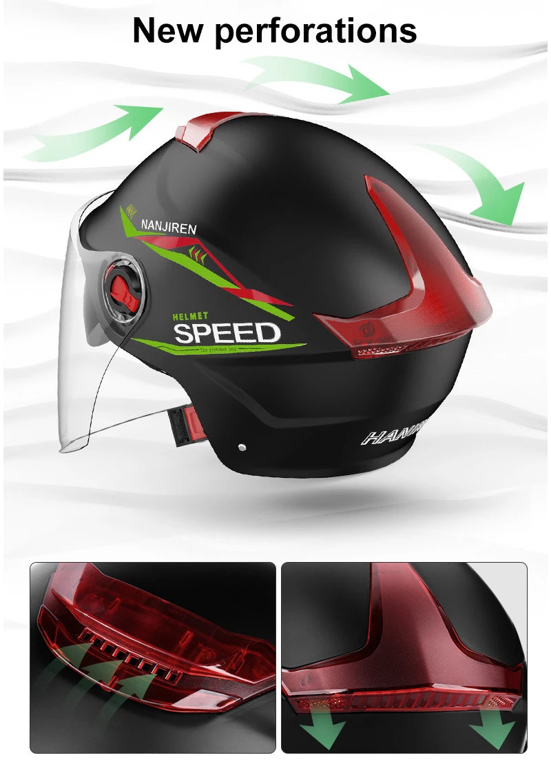 Summer Sun Protection Motocycle Helmet Universal Safety Half Helmet Windproof  Rainproof Electric Bicycle Comfortable