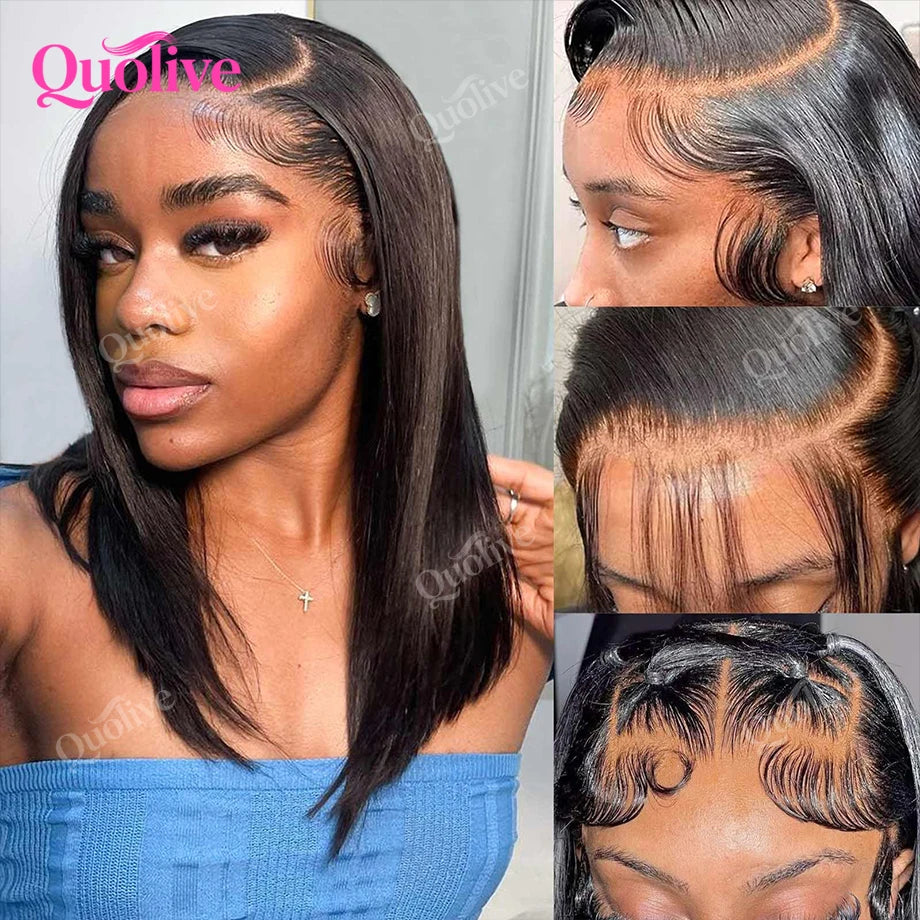 Short Bob Wig Human Hair Wear And Go Glueless Wigs 5x5 Closure Wig 13x6 Hd Lace Bone Straight Human Hair Wigs For Black Women