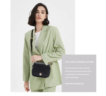 Zency Women Soft Leather Elegant Small Handbags Roomy Crossbody Bag With High Quality Vintage Hardware For Girls Leisure Purses