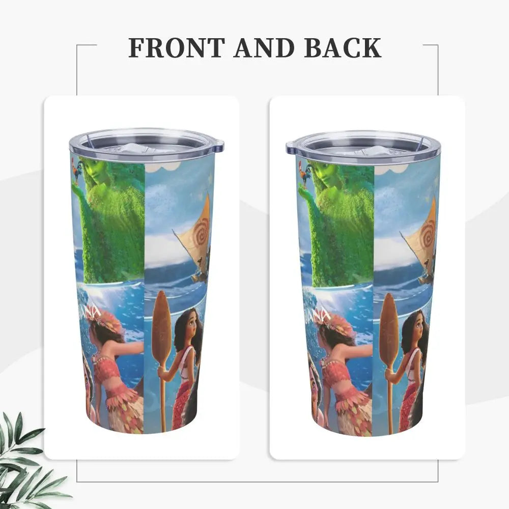 Moana and Pua Cartoon Movie Insulated Tumbler with Straws Stainless Steel Coffee Mugs Double Wall Car Bottle Cups 20oz