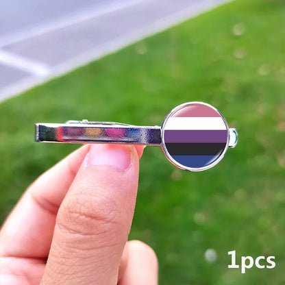 Lesbian Gay Pride Cufflinks for Fans LGBT Creative Rainbow Flag Glass Gem Charm Shirt Decoration Cuff Buttons