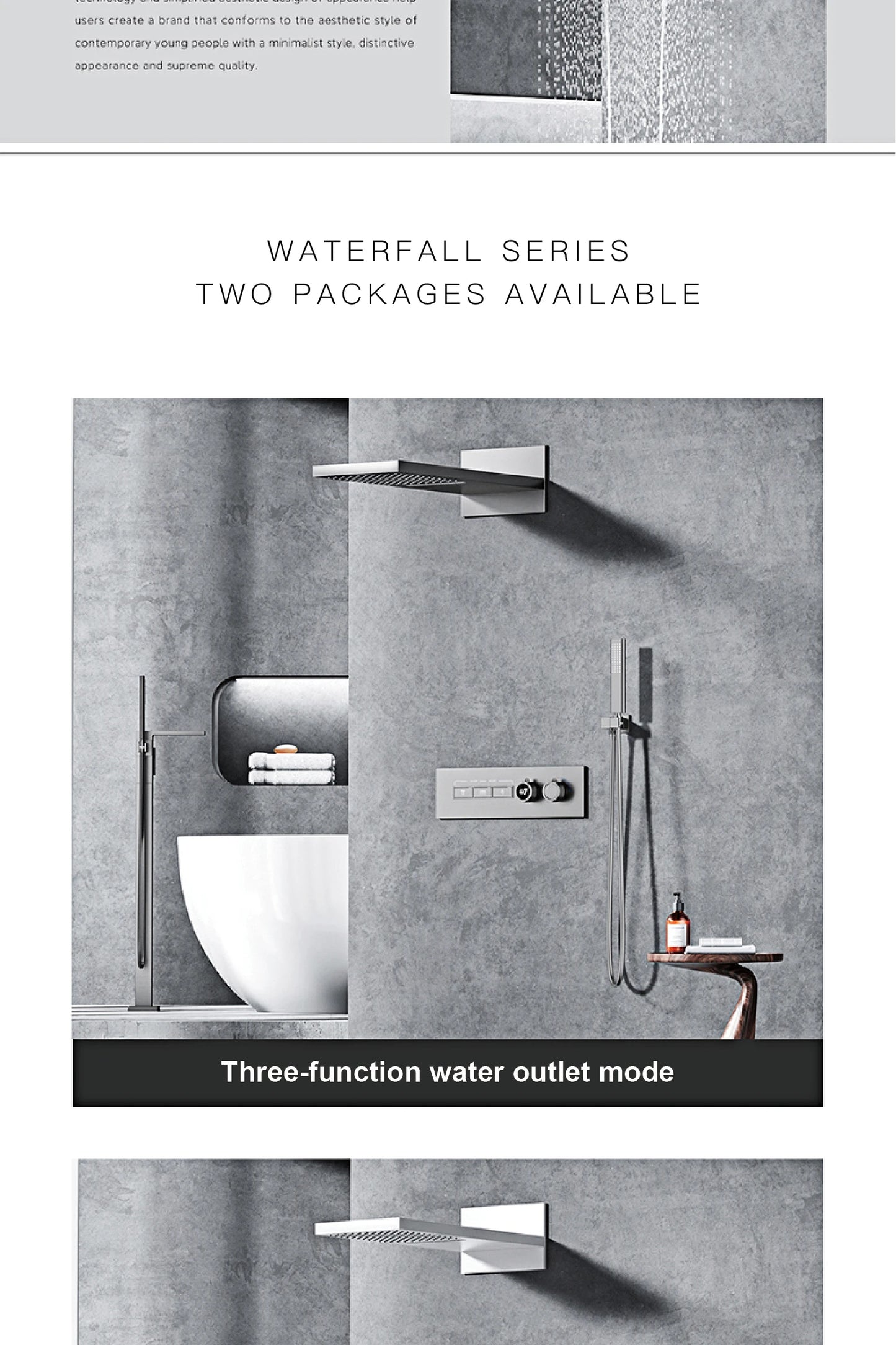 Luxury  black brass shower system wall-mounted LED digital display design Cold & hot dual-control 4-function ceiling shower Tap