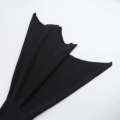 Goth Dark Cospaly Partywear Women Fashion Batwing Sleeve Mini Dress Elegant Slim Pleat Bodycon Dresses Mall Gothic Alt Teachwear