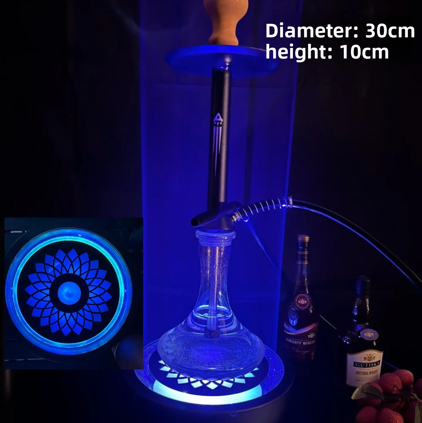 LED Smoking Table Lamp with Laser Light & Charging Base for Hookah Portable Neon Smoke Glow Lamp for Bar Party Laser Effects