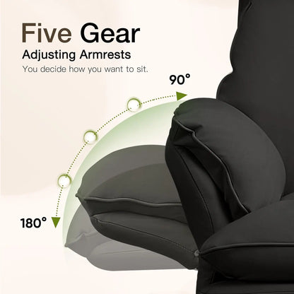 Ergonomic Cloud Cross Legged Office Chair with Footrest,Leather Big and Tall Executive Chair with Wheels,Reversible, Customized