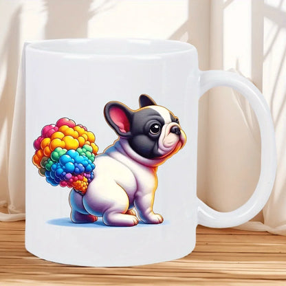 Colorful French Bulldog Ceramic Coffee Mug - Humorous Office & Home Drinkware, Microwave Safe, Hand Wash Only - Perfect Gift for