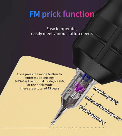 POPEIRONS Pro U Brave1.0 Wireless Tattoo Pen with Adjustable Stroke Tattoo Pen FM Cut Line and Fog