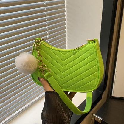 Mini Women Shoulder Bags Fashion Felt Women's Bag Design Advanced Underarm Handbags Mini Saddle Bag