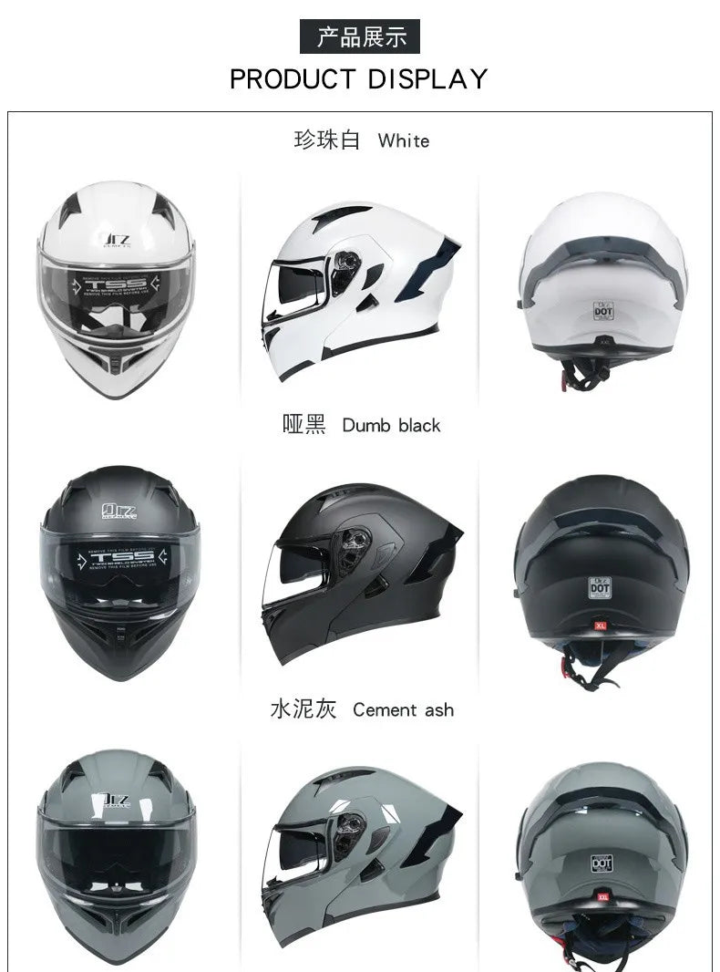 Motorcycle Helmet Full Face Racing Motorbike Helmet with Double Sun Visor Women Man Flip Up Moto Helmets Capacete De Moto