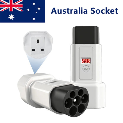 EVqiaoyi Type2 to Schuko Socket EV Adapter Type2 to 220V Converter Male Discharging Plug for IEC 62196-2 Charging Stations