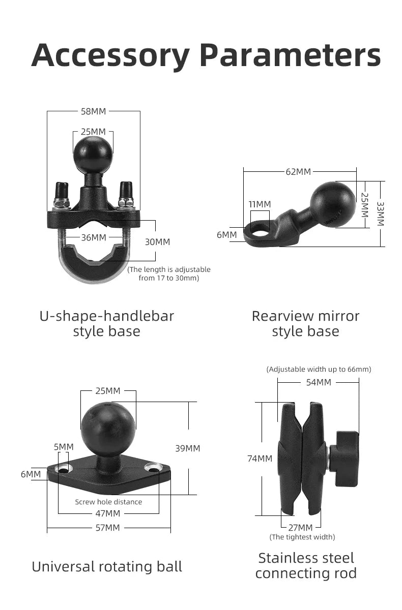 ROCKBROS Motorcycle Bike Phone Holder Adjustable with Shock Absorber Module Nonslip Bike Phone Stand