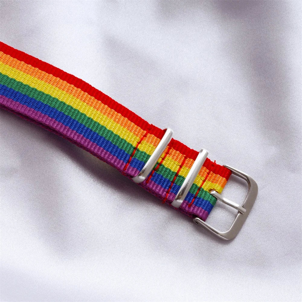 2/5pcs Pride Rainbow Strap Bracelets for Man Woman Adjustable Nylon Watch Band Charm Wristband Trendy LGBT Frienship Jewelry