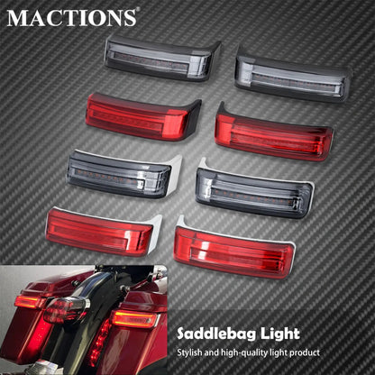 2xMotorcycle LED SaddleBag Turn Lamp Light Run Brake Light For Harley Touring Street Glide Road King FLHR Limited CVO 2014-2022