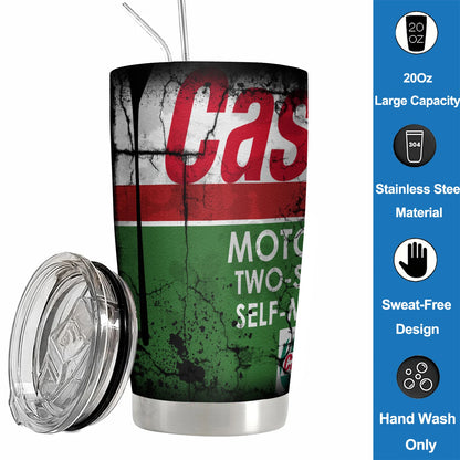 20Oz WD40 Stainless Steel Vacuum Tumbler Double Wall Insulated STP Engine Oil Filter Print with Straw and Lid Cold Hot drink cup
