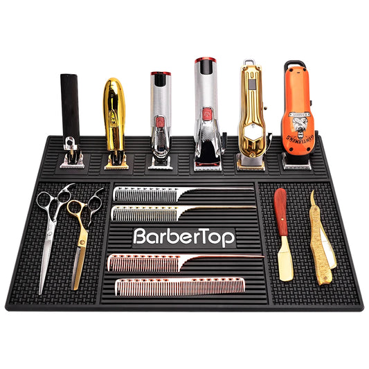 Barber Mats Barber Tools Storage Mat Barbershop NonSlip Magnetic Silicone Cushion Tray Storage Heat Insulation Working Pad ﻿