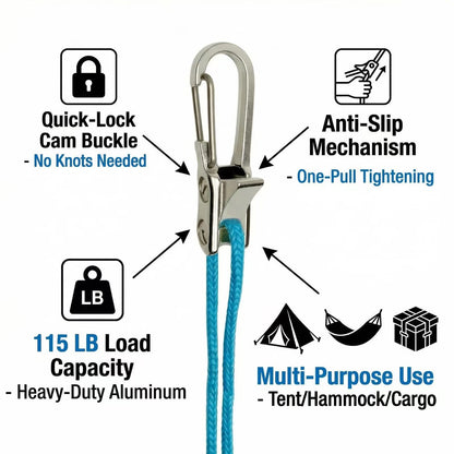 2-6 Set Rope Tying Tool and Tensioner with Roller Tensioner Retractable Buckle with Accessory Rope Suitable for Camping