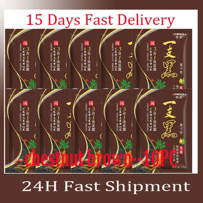 Natural Herbal Hair Dye Shampoo 3 in 1 Hair Color Shampoo Non-irritating Lasting Repair Nourish Gray White Hair Care Women Men