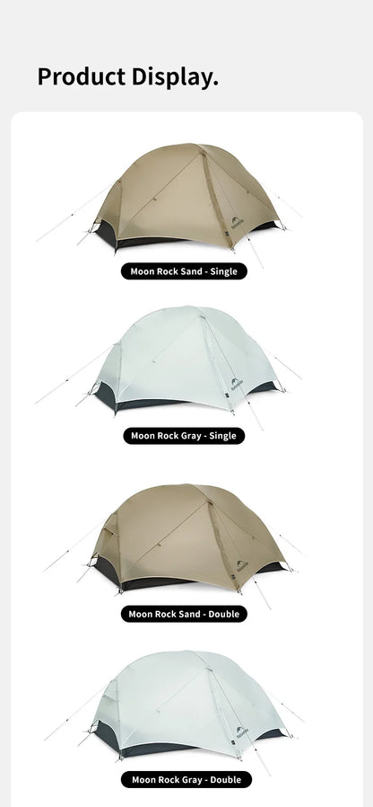 Naturehike Mongar 2 UL/PRO 1-2 Person Backpacking Tent Nylon Waterproof Ultralight Travel Trekking Shelter Tent with Footprint