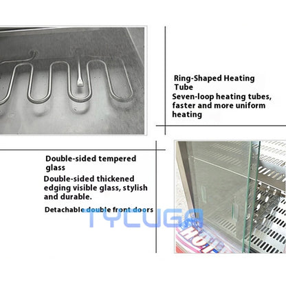 Commercial Hot Dog Warmer Cabinet Stainless Steel Display Heater 1200W Food Warming Showcase With Temperature Control for Food