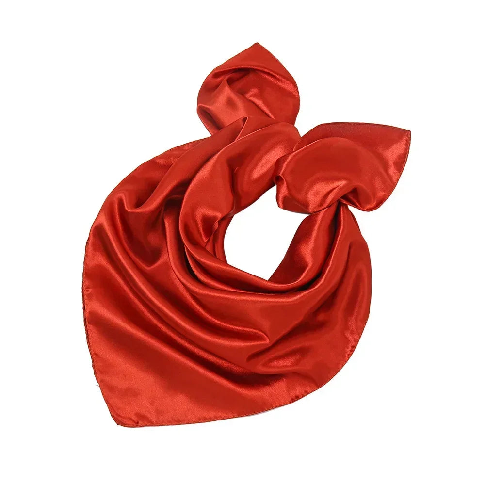 60x60cm Solid Colors Neckerchief Scarf For Women Silk Satin Headband Hair Scarves Female Square Shawls Head Scarfs