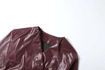 Weird Puss Faux Leather Crop Jacket Women Cross Neck Hipster Single Button Irregular Fall Trend Wild Basic Sexy Streetwear Coat