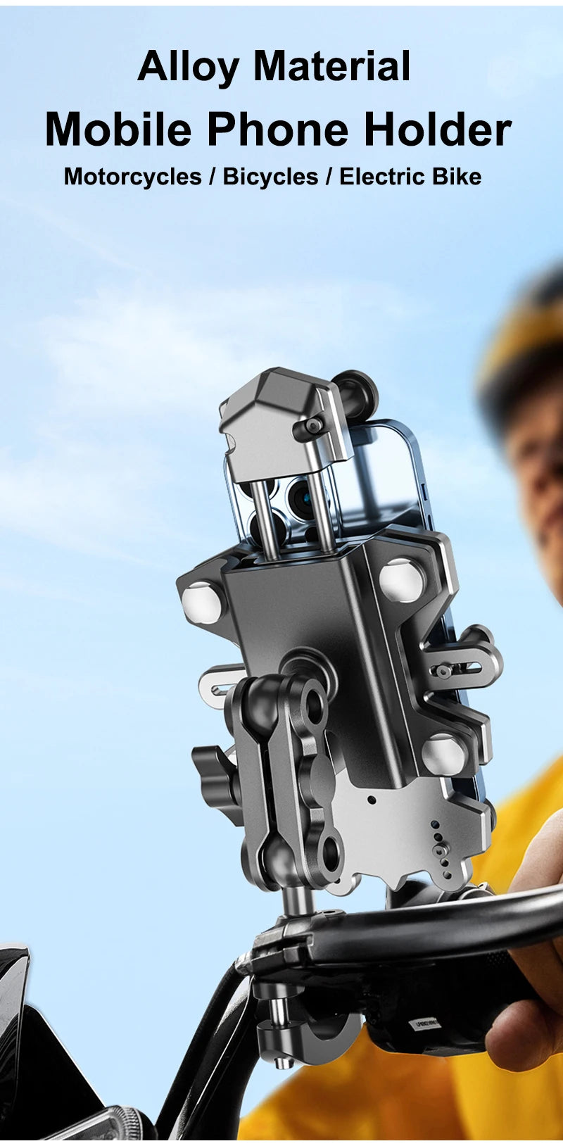 Alloy Shock-Absorbing Phone Holder for Motorcycle Bicycle Universal 360 Rotation Adjustment Mobile Phone Navigation Bracket