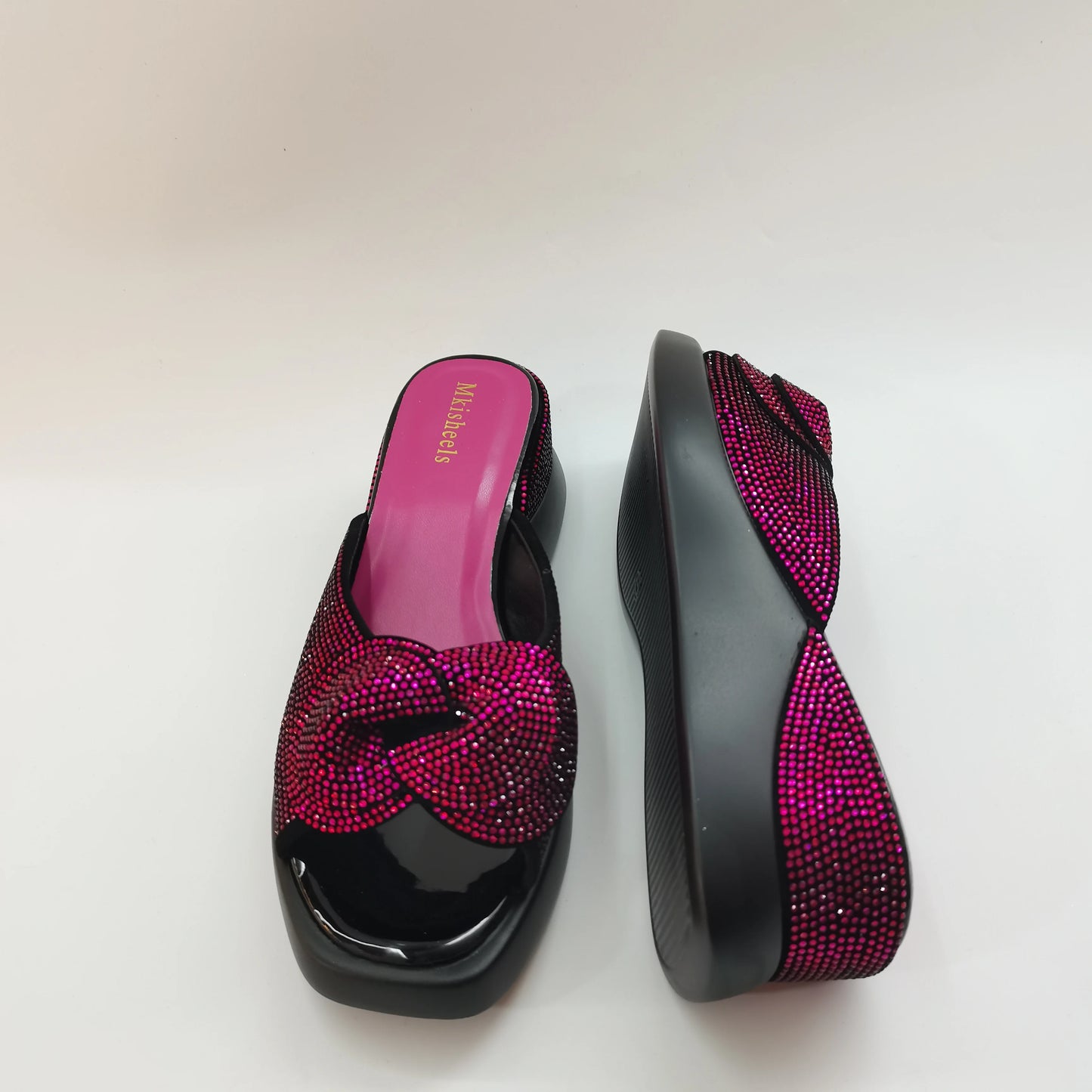New Trendy Mid-heel Women's Sequins Slippers Outdoor Casual Slippers, High Quality Lady Party Shoes Elegant Shoes F5-1112-2