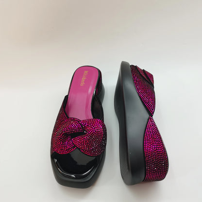 New Trendy Mid-heel Women's Sequins Slippers Outdoor Casual Slippers, High Quality Lady Party Shoes Elegant Shoes F5-1112-2