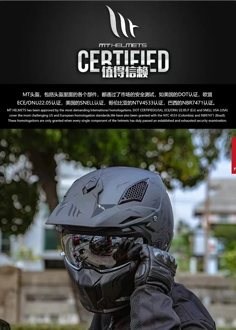 MT Street Fighter Motorcycle Helmet Detachable Combination Electroplated Gold Helmet ECE DOT Certification Full Face Casco Moto