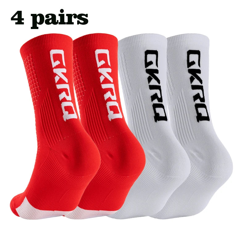 GKRQ 4pairs 2023 New Cycling Socks Bike Nurse Compression Road Bike Running Mtb Knee-high White Sports Funny Brand Black