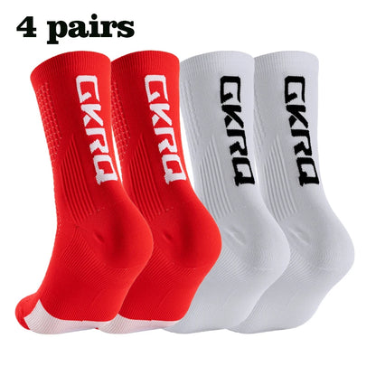 GKRQ 4pairs 2023 New Cycling Socks Bike Nurse Compression Road Bike Running Mtb Knee-high White Sports Funny Brand Black