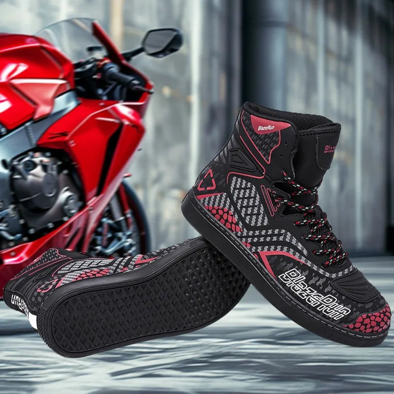 Motorbike Shoes Men Motorcycle boots Breathable Anti-fall Rider Road Racing Casual Shoes Boot Gear Shift Rubber Sole Reflective