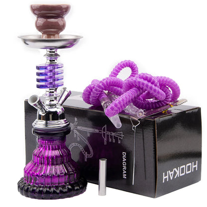 Arabian 4 layers Hookah Set Glass Shisha Double Hose Pipe Ceramic Bowl Portable Purple Accessories Birthday Gift 2 Hoses Pipe